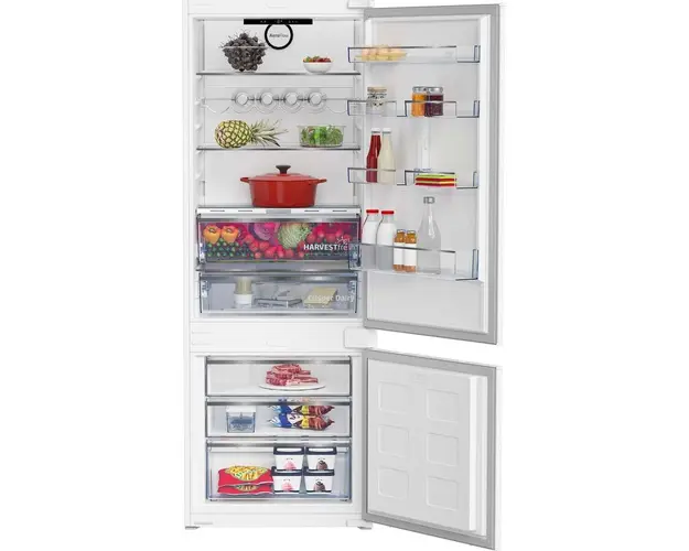 Combina frigorifica incorporabila BEKO BCNE400E40SN, 370 l, No Frost, Raft sticle, HarvestFresh, Display touch control, Clasa E, H 194 cm
