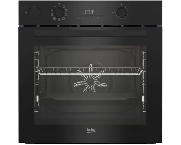 Cuptor incorporabil Beko BBIS17300XCMPE, Electric, 72 l Autocuratare pirolitica,RecycledNet, Steam Assisted Cooking, AeroPerfect, SteamShine Cleaning, Raft telescopic, Touch control + Butoane, Clasa A+, Sticla Negru
