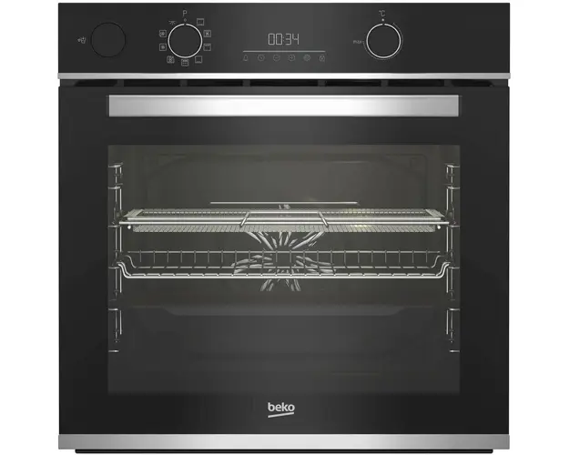 Cuptor incorporabil Beko BBISA13300XMPE, Electric, 72 l, Autocuratare pirolitica, AirFry, Steam Assisted Cooking, AEROperfect, RecycledNet, SteamShine Cleaning, 3D Cooking, Clasa A+, Negru