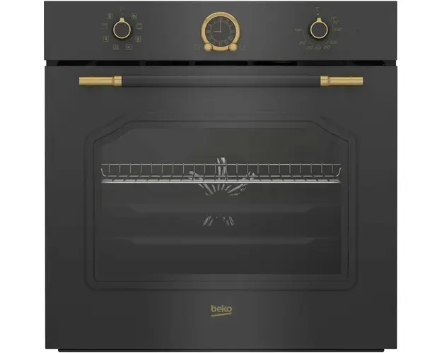 Cuptor incorporabil Beko RBIM19200AD, 72l, Clasa A, 8 programe, 3D Cooking, AEROperfect, ventilatie, grill, timer, Retro Antracit