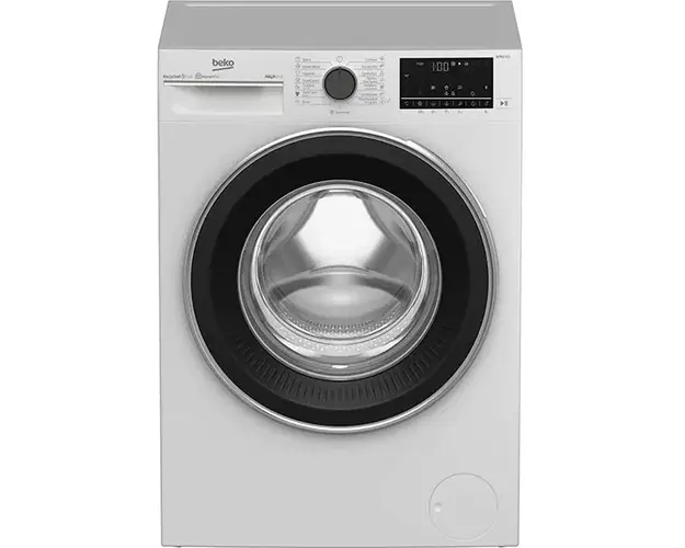 Masina de spalat rufe Slim Beko B5WFU78418WB, 8 kg, 1400 RPM, Clasa A, AquaTech, HomeWhiz, Remote Control, SteamCure, AddXtra, Inverter, Alb