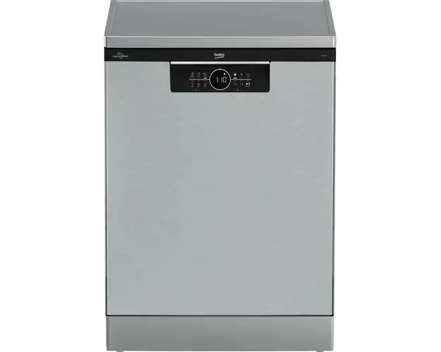 Masina de spalat vase Beko BDFN26530X, 15 seturi, 6 programe, HygieneIntense, SteamGloss, Time Delay, Half Load, Child lock, AutoDoor Opening, Clasa D, 60 cm, Pearl Inox