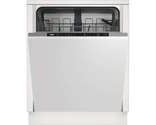 Masina de spalat vase incorporabila Beko BDIN14320, 13 seturi, 4 programe, Clasa E, Hygiene Intense, Quick&amp;Shine, Mini 30’, Flexible HalfLoad, 60 cm