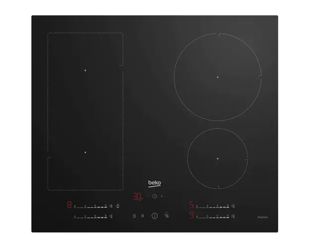 Plita incorporabila Beko HII64700UFT, Inductie, 4 zone de gatit, Hob2Hood, IndyFlex, Booster, Touch control, 60 cm, Sticla Neagra