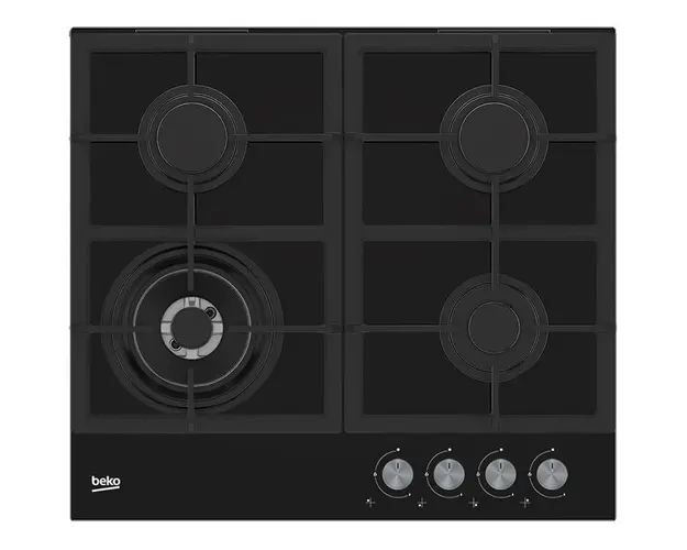 Plita incorporabila HILW64225S, Gaz, 4 Arzatoare, Arzator Wok, 60 cm, Sticla neagra