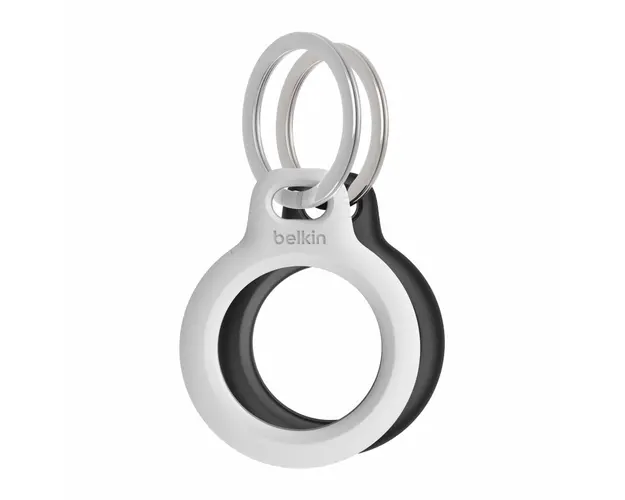 Set 2 Suporturi cu Inel pentru Chei Belkin, Compatibil AirTag, Negru/Alb