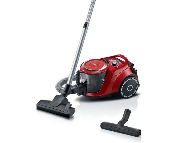 Aspirator fara sac Bosch BGC41Q69, 600W, 2.4 L, Perie pentru pardoseli tari, Filtru HEPA lavabil, SilenceSound System, Rosu
