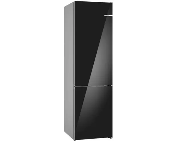 Combina frigorifica Bosch KGN39LBCF, 363 l, NoFrost, PerfectFit, Iluminare LED, Clasa C, H 203 cm, Sticla neagra