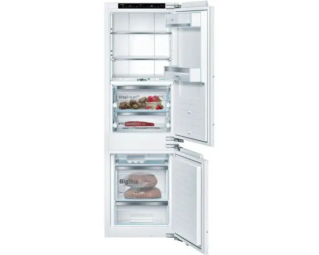 Combina frigorifica incorporabila Bosch KIF86PFE0, NoFrost, 223 L, Display, Racire rapida, Funcţie Holiday, Sertar VitaFresh Pro 0C, H 177 cm, Clasa E