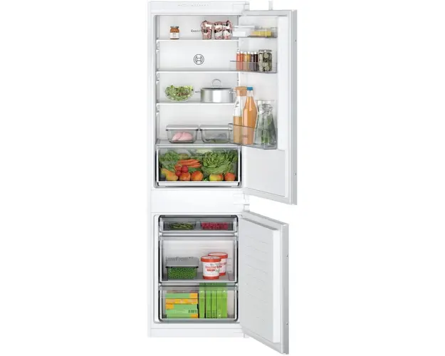 Combina frigorifica Incorporabila Bosch KIV86NSE0, 267 l, Low Frost, EcoAirflow, Iluminare LED, Clasa E, H 177.5 cm