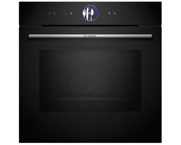 Cuptor incorporabil Bosch HMG7764B1, Electric, 67 l, Multifunctional, 20 functii , Autocuratare pirolitica, Functie microunde, Grill, Air Fry, Sticla Neagra