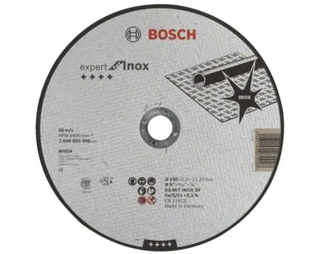 Disc de taiere Bosch Expert pentru inox, AS 46 T INOX BF, 230 x 22,23 x 2 mm