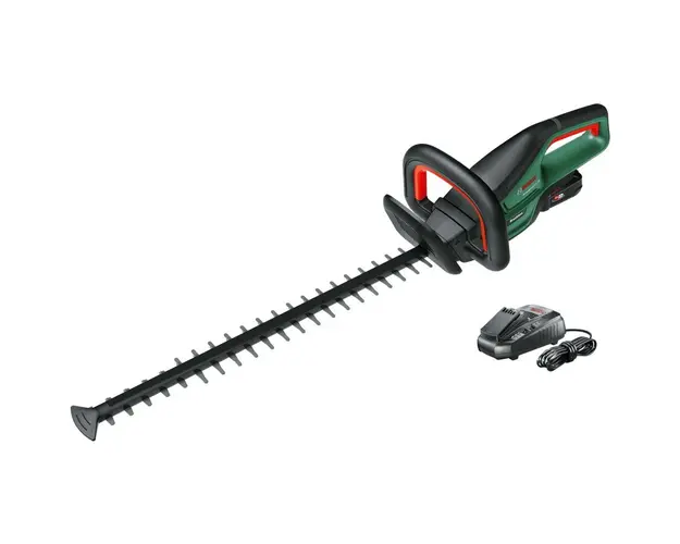 Foarfeca electrica pe acumulator pentru tuns gard viu Bosch Universal HedgeCut 18V-55, 18 V, 55 cm lungime lama, 22 mm distanta intre dinti, 2800 curse/min, continer: acumulator 18 V 2.5 Ah + incarcator