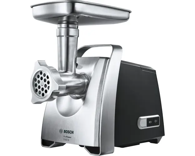 Masina de tocat Bosch MFW68640, 2200 W, 4.3 kg/min, 3 site, Accesoriu carnati si kebbe, Negru/Argintiu