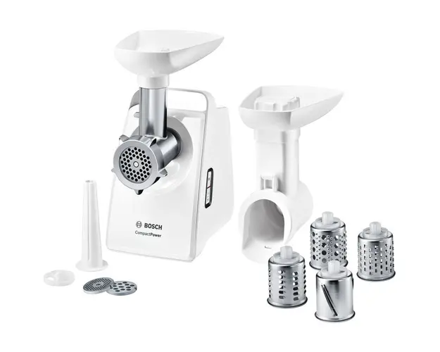 Masina de tocat carne Bosch MFW3X14W, 2000 W, 2.5 kg/min, palnie carnati, Alb