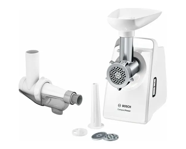 Masina de tocat carne Bosch MFW3X15W, 2000 W, 2.5 kg/minut, functie Reverse, accesoriu carnati/rosii, alb