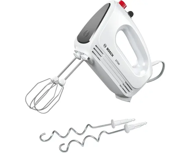 Mixer de mana MFQ22100, 2 teluri, 2 spirale, 4 viteze, 375 W, alb/gri