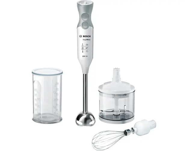 Mixer vertical, Bosch, 600 W, 12 trepte de viteza + Turbo, Alb/Gri