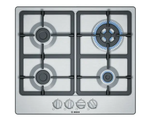 Plita incorporabila pe gaz PGH6B5B90, 60 cm, 4 arzatoare, gratare fonta, inox