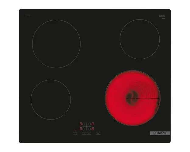 Plita incorporabila Bosch PKE611BA2E, Vitroceramica, 4 zone de gatit, TouchSelect, ReStart, HighSpeed, 60 cm, Negru