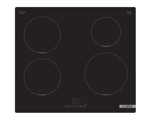 Plita incorporabila Bosch PUE611BB5E, Inductie, 4 zone de gatit, TouchSelect, PowerBoost, ReStart, Temporizator, 60 cm, Negru