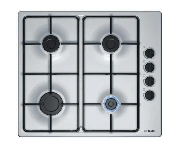 Plita incorporabila gaz PBP6B5B80, 4 arzatoare, aprindere electrica, suporturi otel, inox