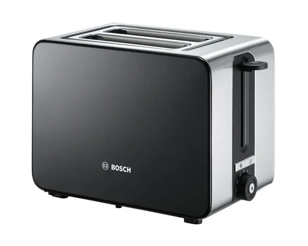 Prajitor de paine Bosch TAT7203, Safety-off, functie decongelare, 2 felii, negru/inox