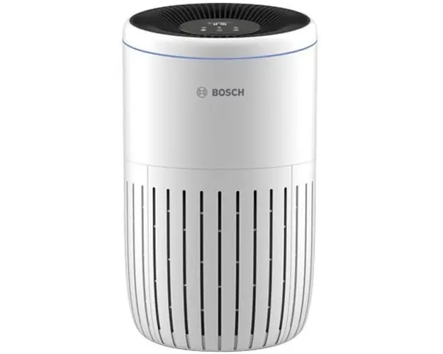 Purificator de aer Bosch Air 4000, CADR 300m3/h, Prefiltru, filtru HEPA H13, filtru carbon activ, senzor de praf, timer, alb
