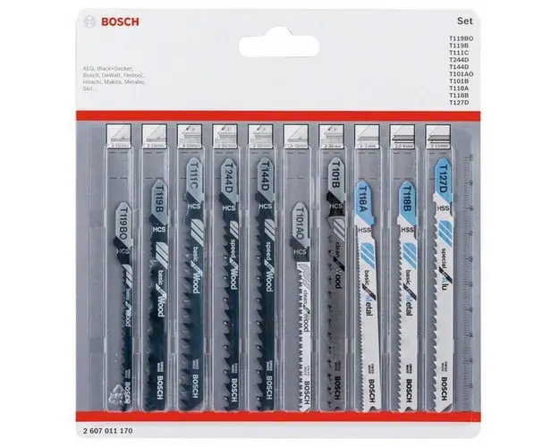 Set 10 lame fierastrau vertical Bosch, lemn si metal, pentru prindere SDS