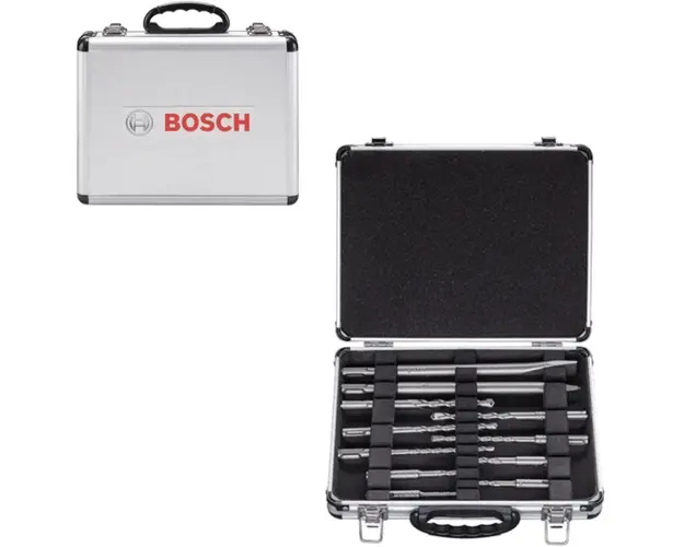 Set 11 accesorii Bosch SDS-PLUS, datla, burghie pentru beton + cutie depozitare