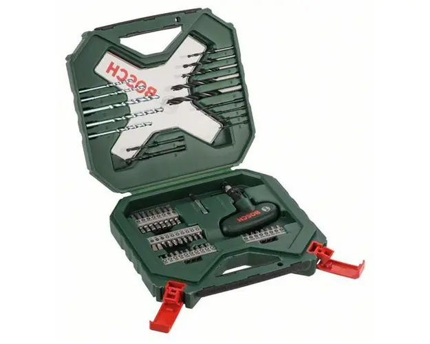 Set 54 accesorii Bosch X-line, biti, adaptor magnetic, surubelnita, burghie zidarie, metal si lemn