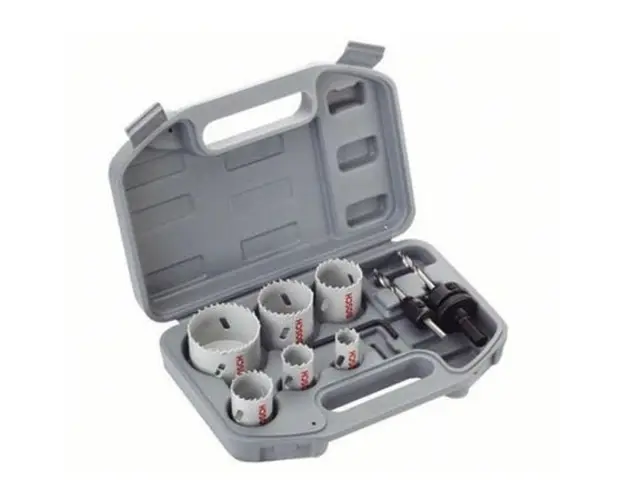 Set 9 accesorii Bosch, carote, cheie Allen, adaptor + cutie transport