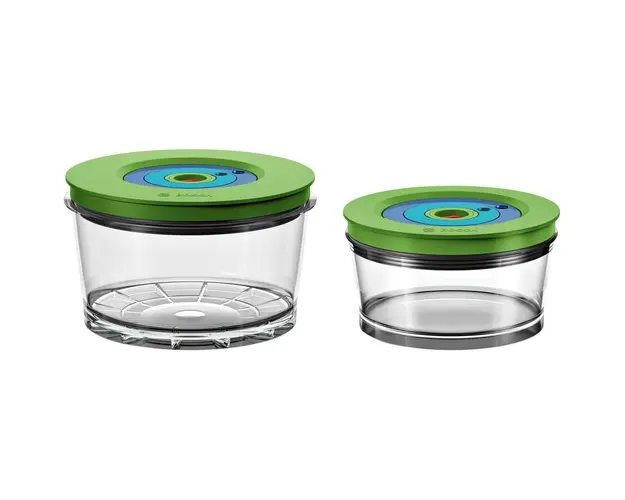 Set de 2 caserole vacuum rotunde Keep Fresh MMZV0SB2, Din Tritan fara BPA, Pentru blenderele VitaMax