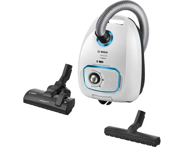 Aspirator cu sac Bosch ProSilence BGLS4SIL1, 4l, 700W, 70dB, alb-albastru