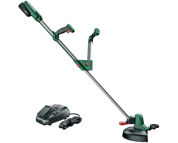 Trimmer de tuns gazon/iarba pe acumulator Bosch UniversalGrassCut 18, 18 V, diametru taiere 26 cm, maner telescopic 120 - 140 cm, include: acumulator 18 V 2.5 Ah + incarcator