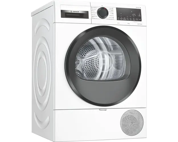 Uscator de rufe Bosch WQG233D1BY, Pompa de caldura, 8 kg, Clasa A+++, AutoDry, Sensitive Drying System Alb