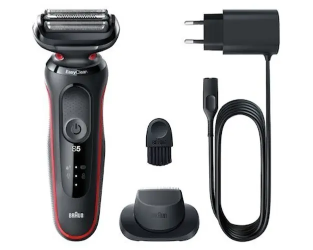 Aparat de ras electric Braun Series 5 50-R1200s, Wet&amp;Dry, 1 accesoriu, Rosu/Albastru