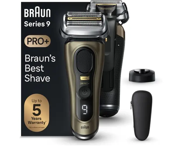 Aparat de ras electric Braun Series 9 PRO+ 9519s, ProLift Trimmer, SensoFlex, AutoSense, Sonic Technology, 40.000 de actiuni de taiere, 5 elemente de taiere, Suport de incarcare, Trusa de voiaj, Auriu