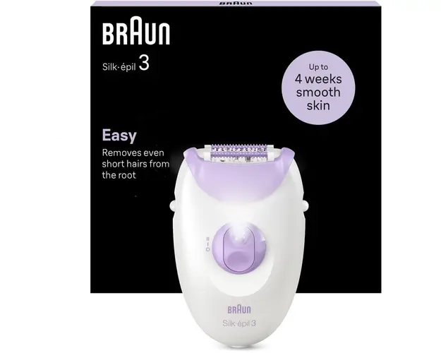 Epilator Braun Silk-épil 3 3-000, MicroGrip, Smart Light, 20 de pensete, 2 viteze, Mov