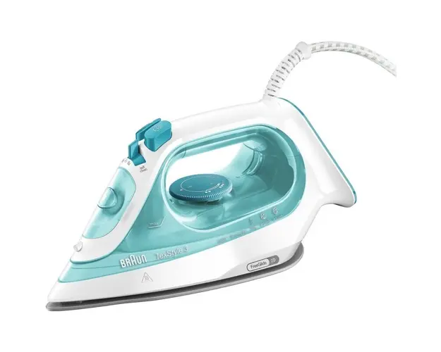 Fier de calcat Braun TexStyle 3 SI3041GR, 2350 W, abur variabil 45g/min, jet de abur 150g/min, rezervor 270 ml, tehnologie FreeGlide 3D, talpa Super Ceramic, Alb/Verde