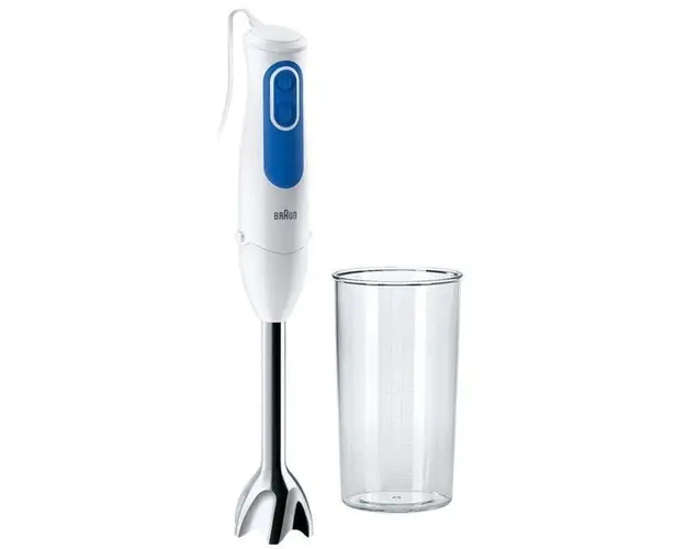 Mixer vertical Braun MQ3000WH Smoothie Plus, 700W, Pahar 0.6 l, 2 viteze, Alb/Albastru