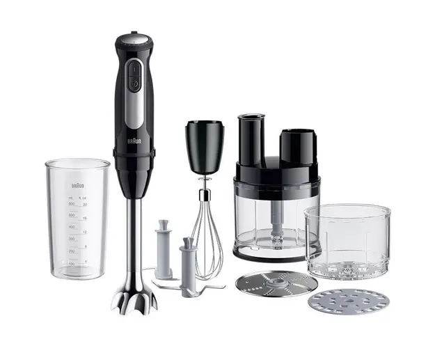 Mixer vertical Braun MQ55755M, 1000 W, 25 trepte viteza, Functie Turbo, Tocator SizeControl 500 ml, Procesor alimente 500 ml, Pahar gradat 600 ml, Tel, Negru/Inox