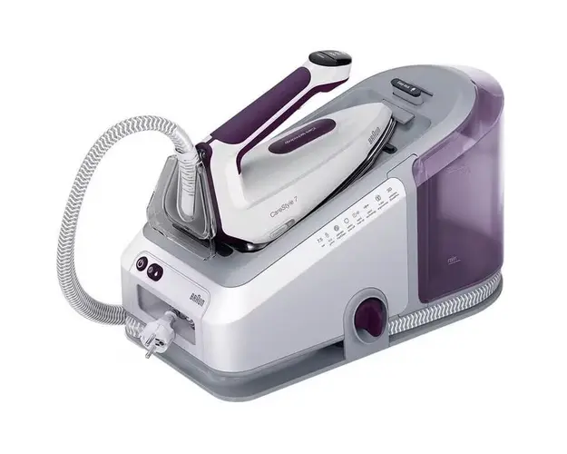 Statie de calcat Braun CareStyle 7 IS7266VI, 7.5 bari, abur variabil 160g/min, jet de abur 550g/min, rezervor 2L, tehnologie iCare, tehnologie FreeGlide 3D, talpa EloxalPlus, Alb-Violet