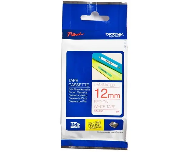 Banda laminata Brother TZE232 Red/White