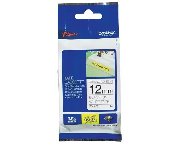 Banda laminata Brother TZES231, Black/White