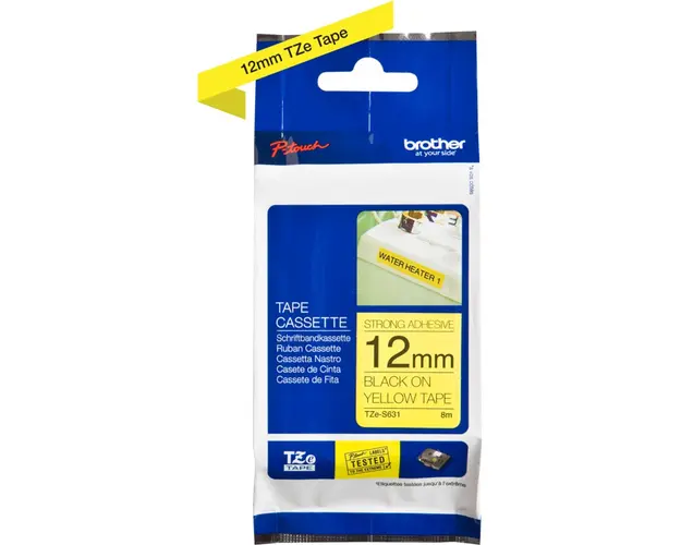Banda laminata Brother TZES631 12MM BLK/YEL/ADH