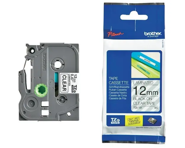 Brother TZE131 Tape 12mm Black/Clear Ribbon Cartridge