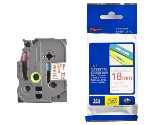 Banda laminata Brother TZE242, Red/White