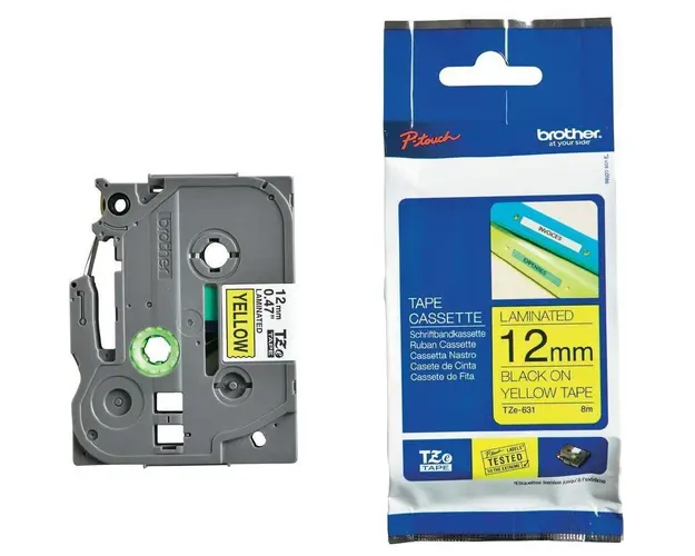 Brother TZE631 Tape 12mm Black/Yellow Ribbon Cartridge