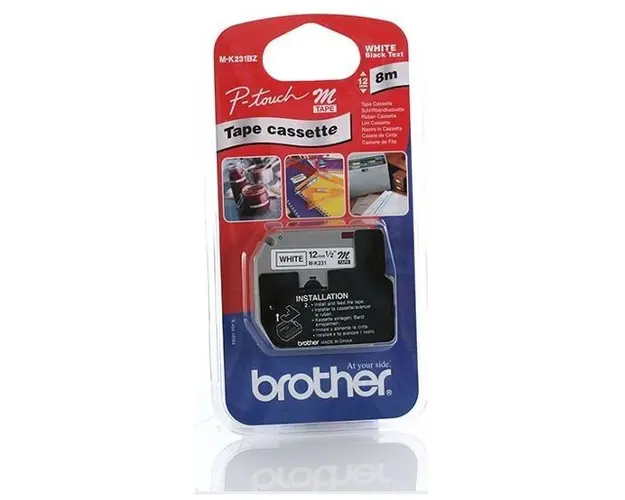Etichete laminate Brother MK231BZ Black on White, 12 mm